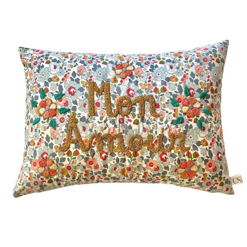 Embroidered Cushion Mon Amour