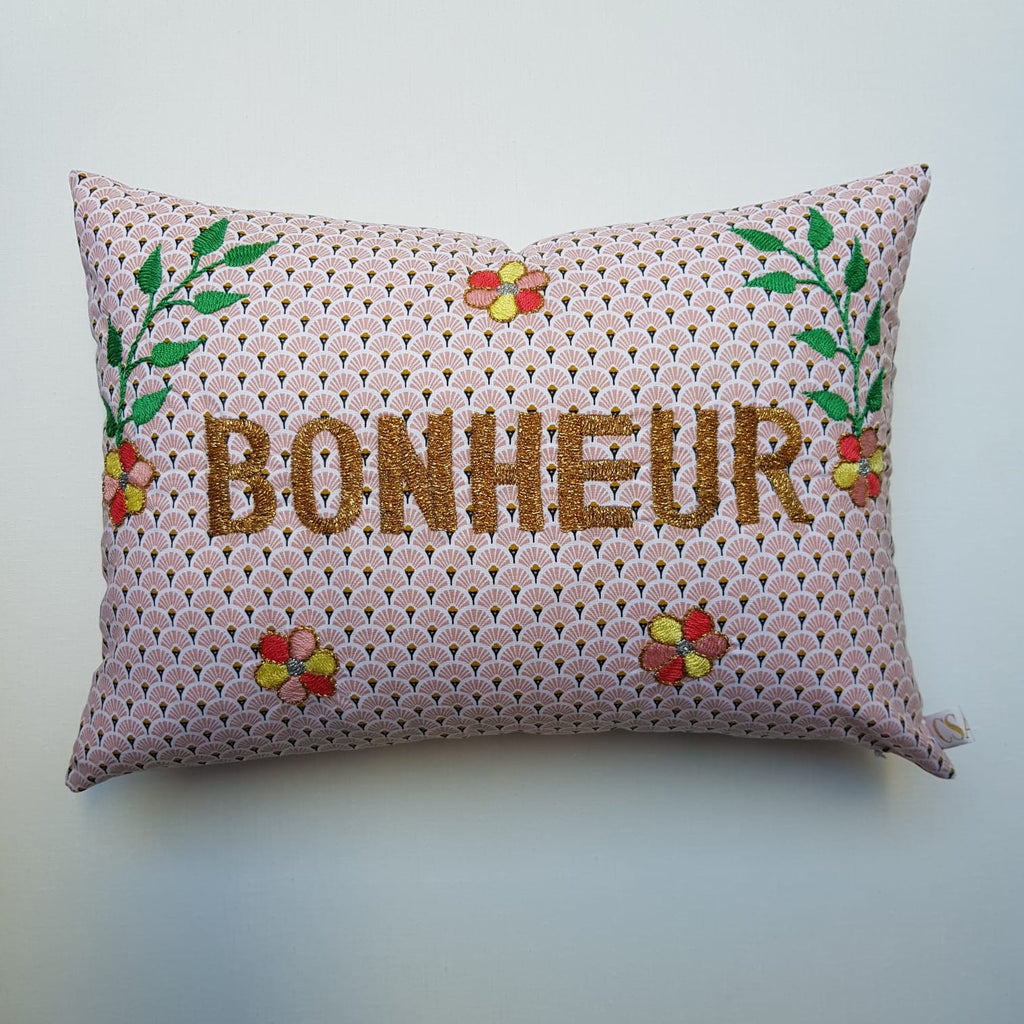Embroidered Cushion Bonheur