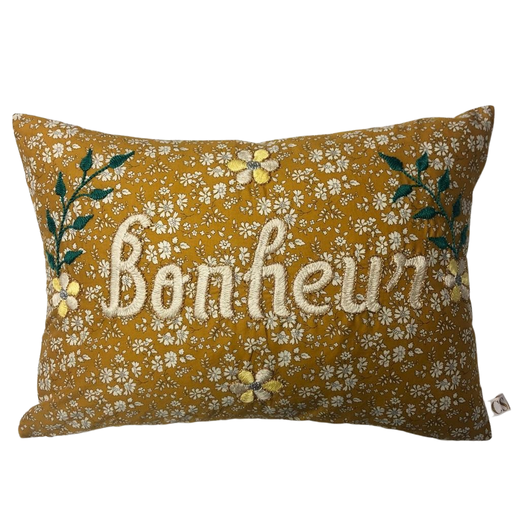 Embroidered Cushion Bonheur
