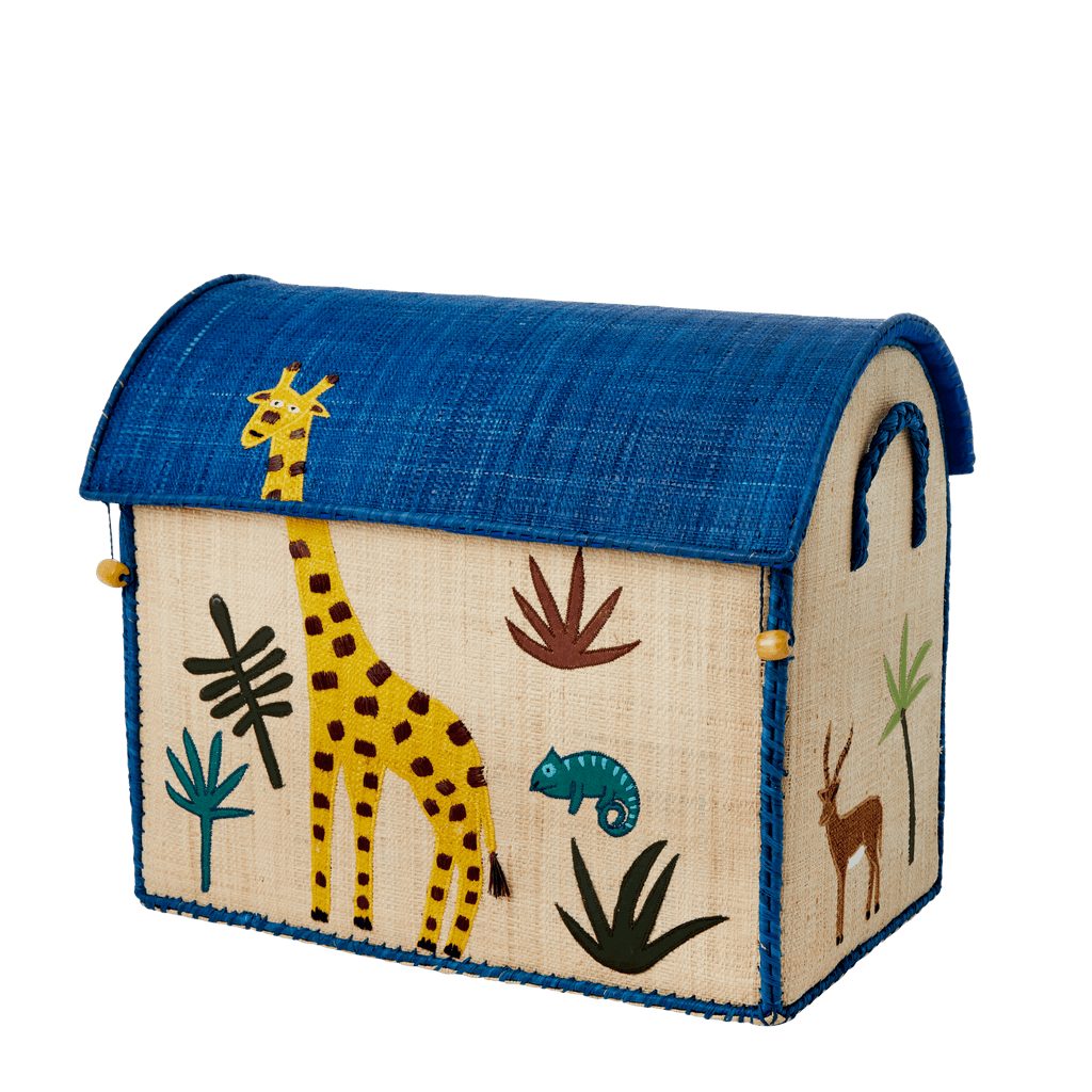 Rice Medium Giraffe Raffia Basket Jungle