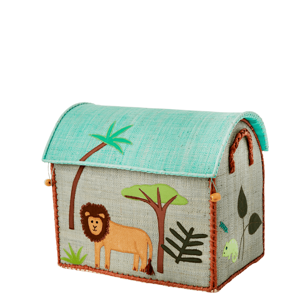 Rice Small Lion Raffia Basket Jungle